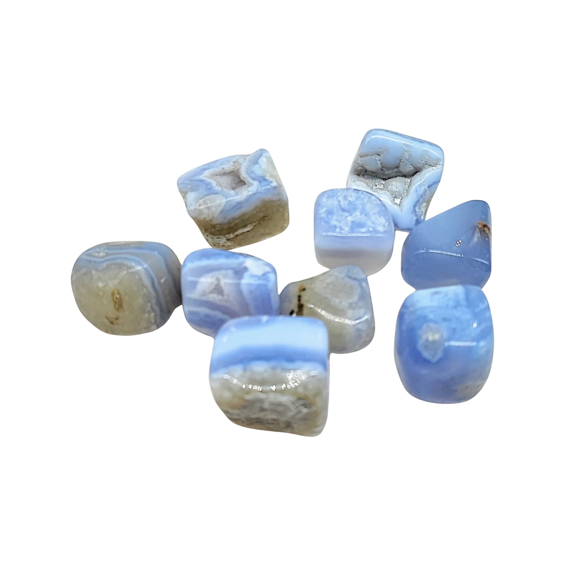 Stone -Blue Lace Agate  -Tumbled -Large -Large -Aromes Evasions 