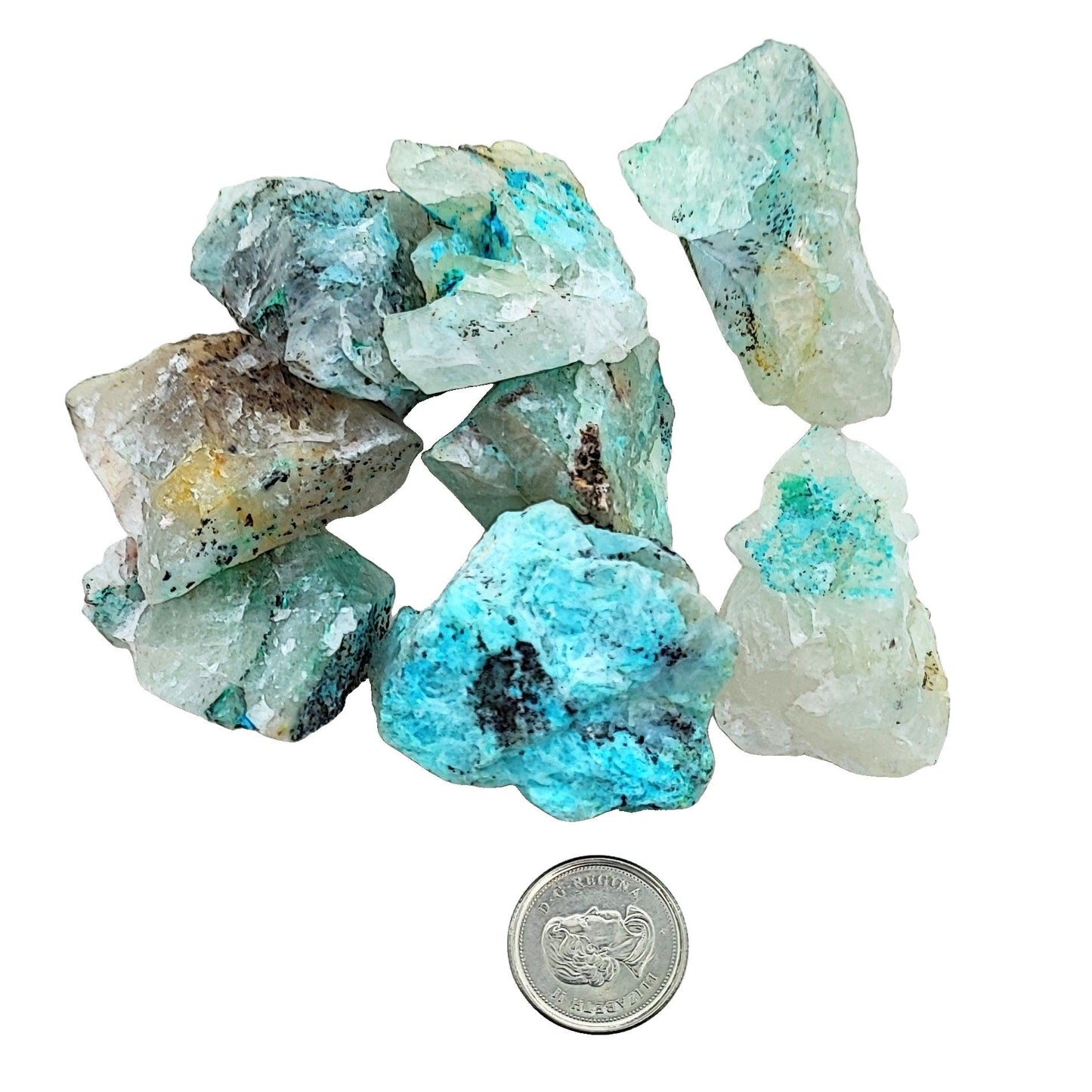 Stone -Chrysocolla -Crystal -Quartz -Rough -1" to 2" -Chunk -Aromes Evasions 