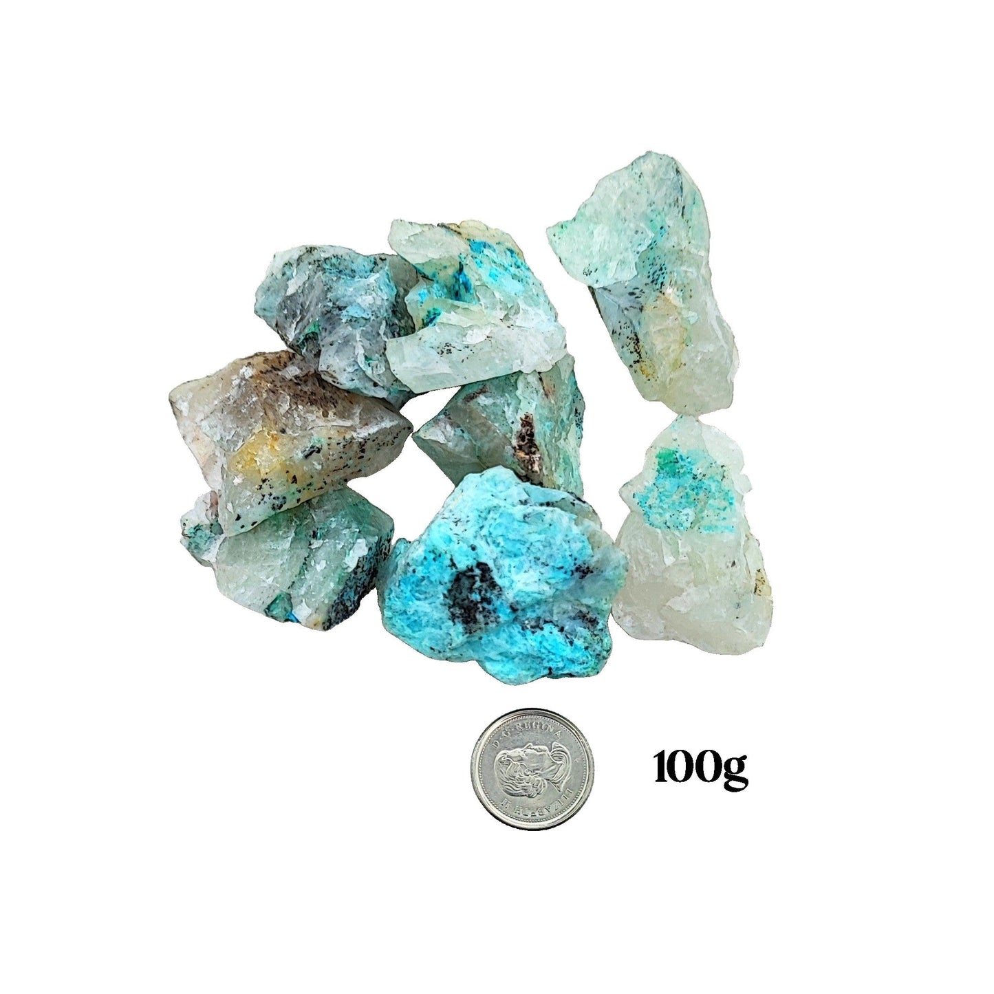 Stone -Chrysocolla -Crystal -Quartz -Rough -1" to 2" -Chunk -Aromes Evasions 