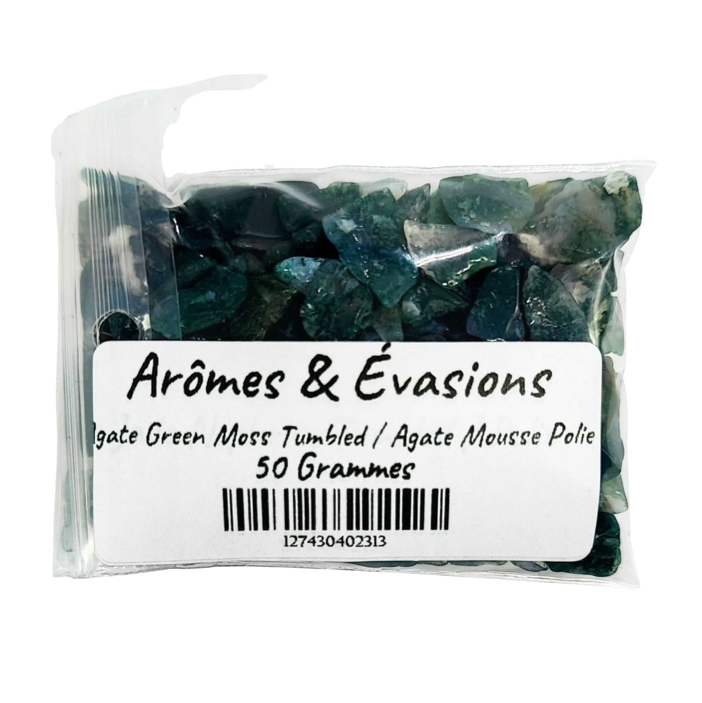 Stone -Tumbled Chips -Agate Green Moss -Chips -Aromes Evasions 