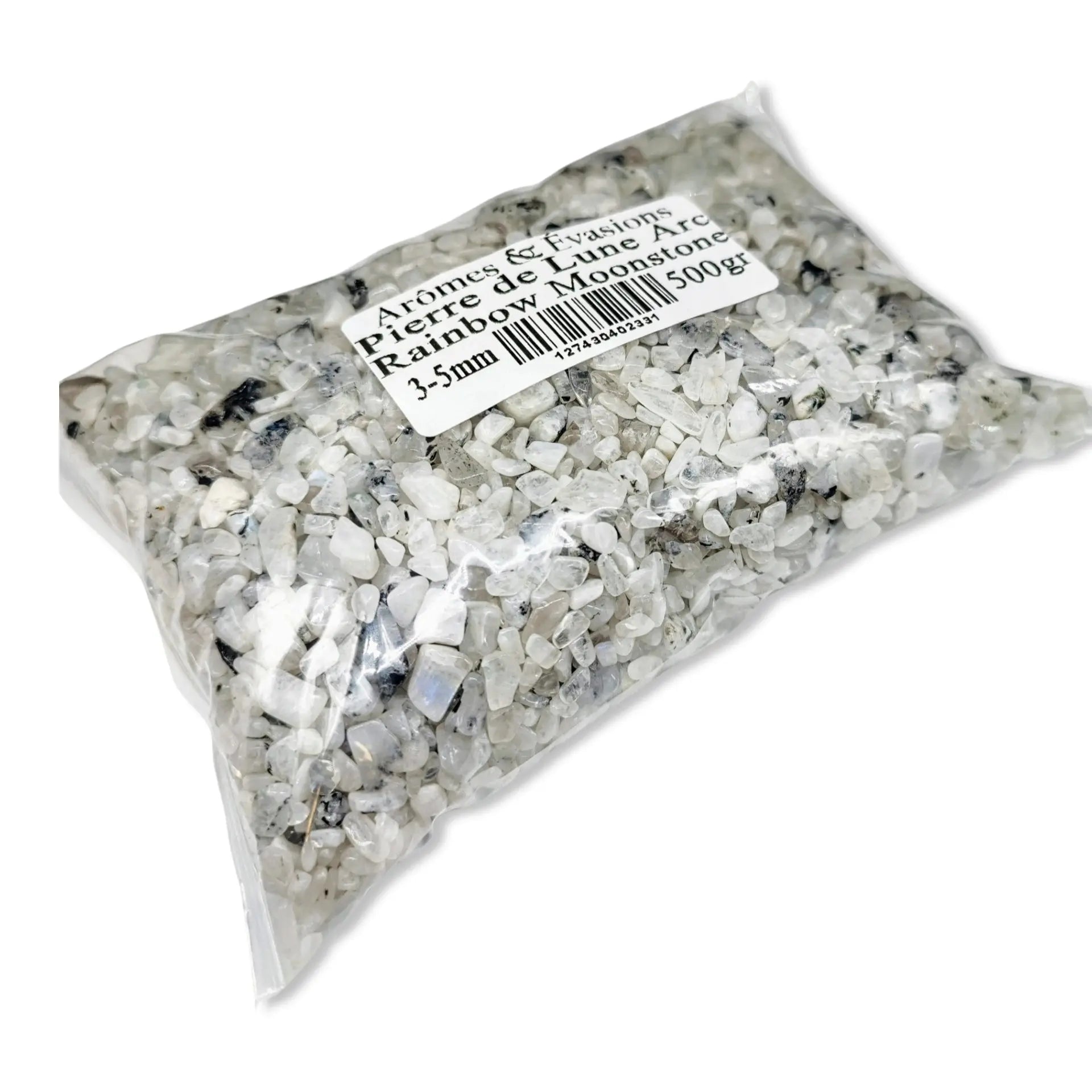 Stone - Tumbled Chips - Rainbow Moonstone - 3 to 5mm 500 g