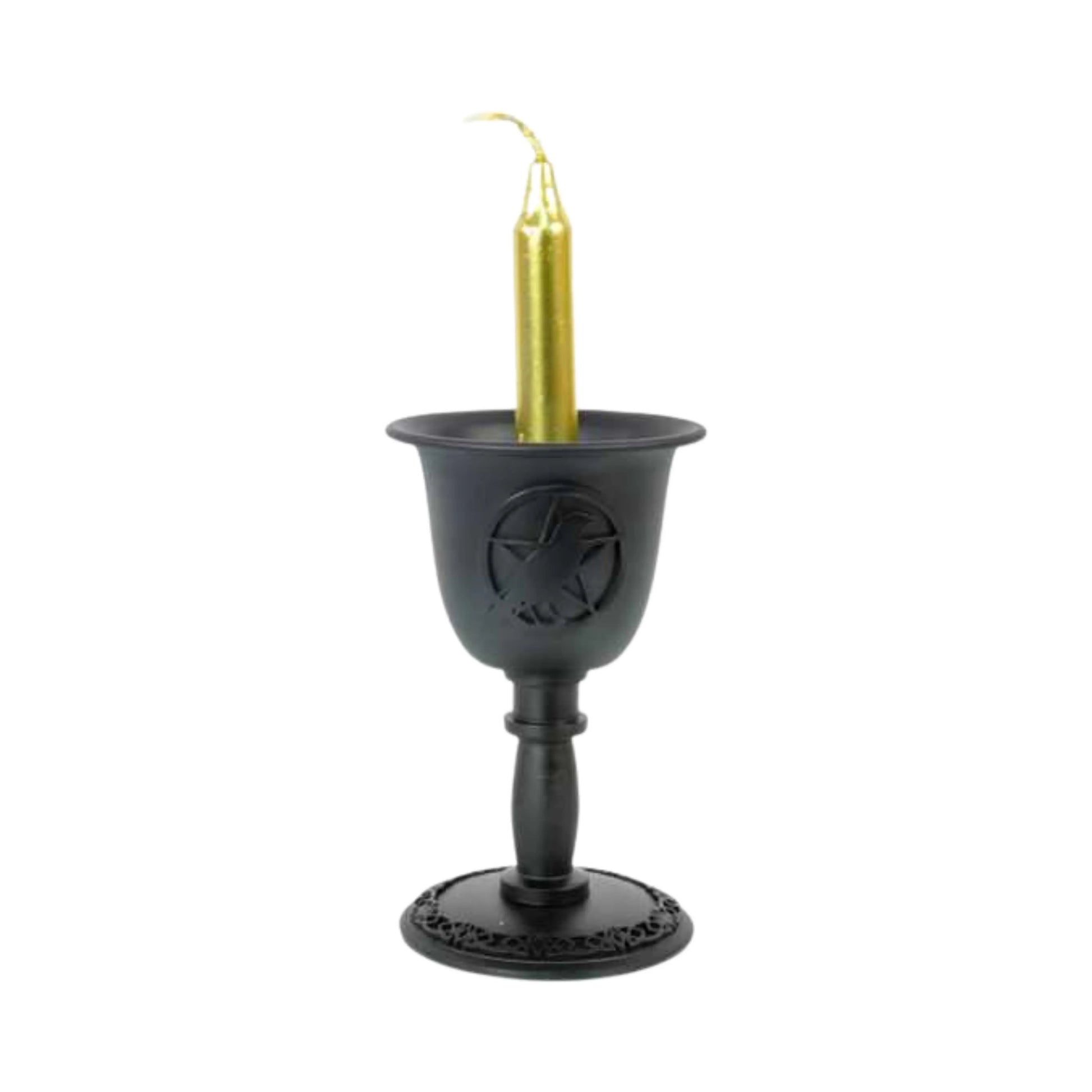 Wicca & Pagan -Chalice Mini Candle Holder -Pentacle w/ Raven -Chalice -Aromes Evasions 